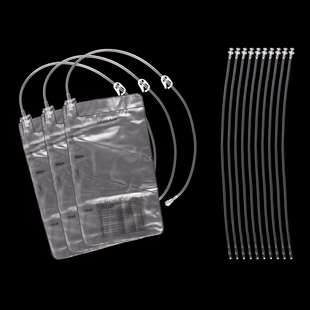 Reusable Multi-Chambered Ozone Insufflation Bag 3-Pack w/Catheters