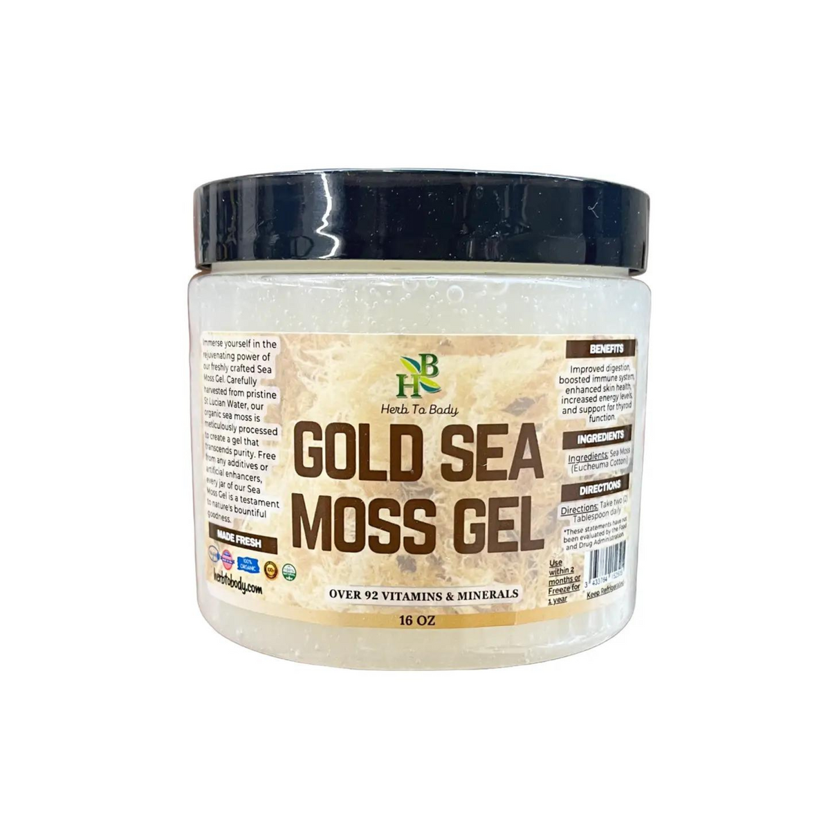 Gold Sea Moss Gel Jar - Wildfracted - Non-Gmo - Organic